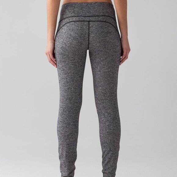 Lululemon Out To Lunge Untight Tight Heathered Black Legging Pants Size 8 - Picture 2 of 7